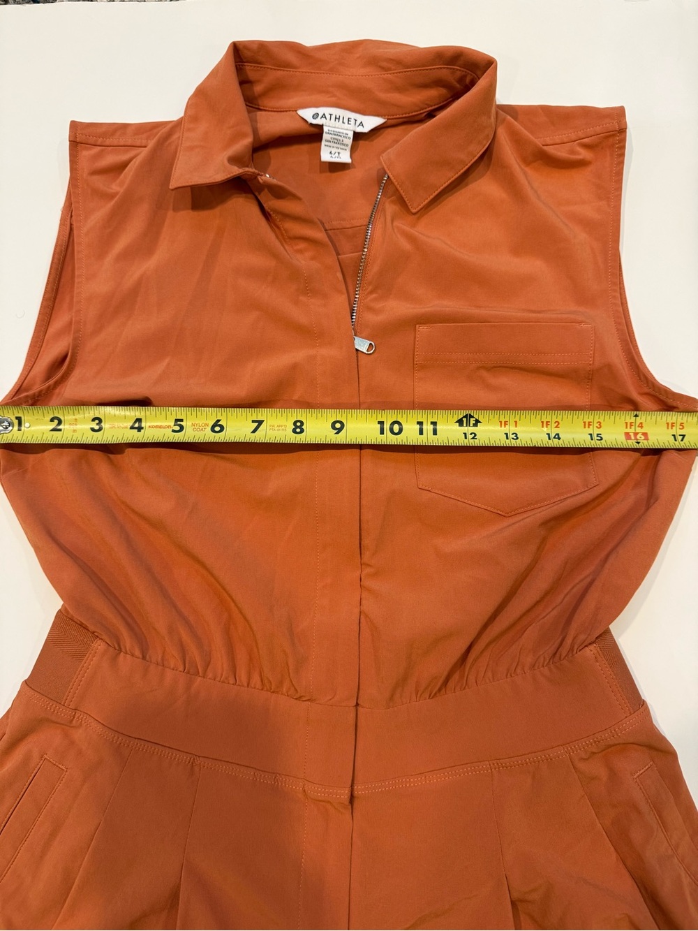 Athleta Brooklyn Sleeveless Collared Orange Romper - Women 6 Tall - Picture 6 of 6
